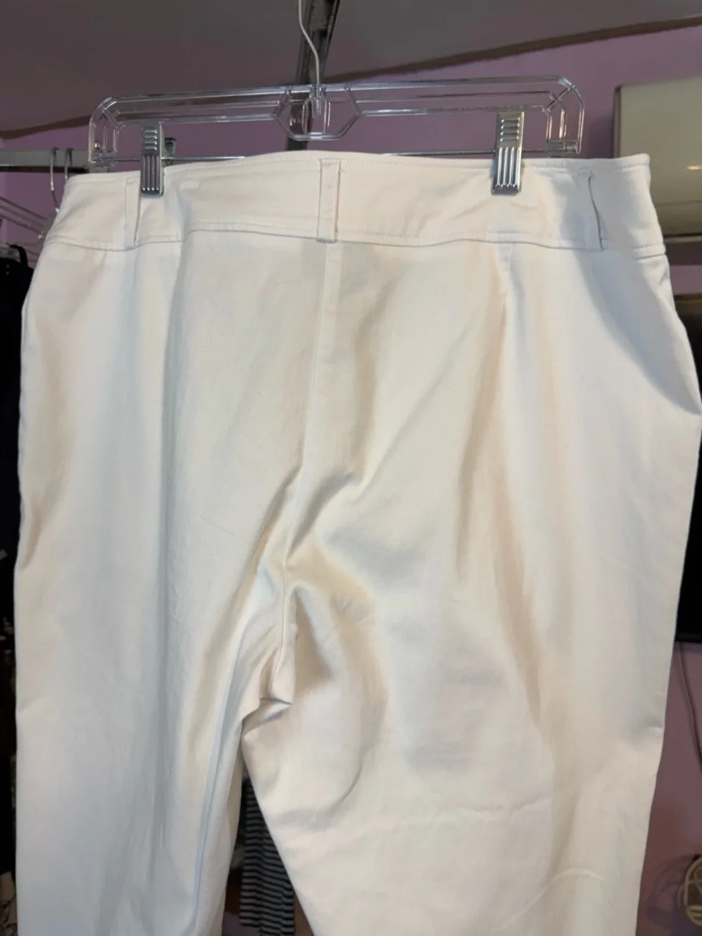 Multiples Button Cuff Cropped Trousers White Size 14 Coastal Chic